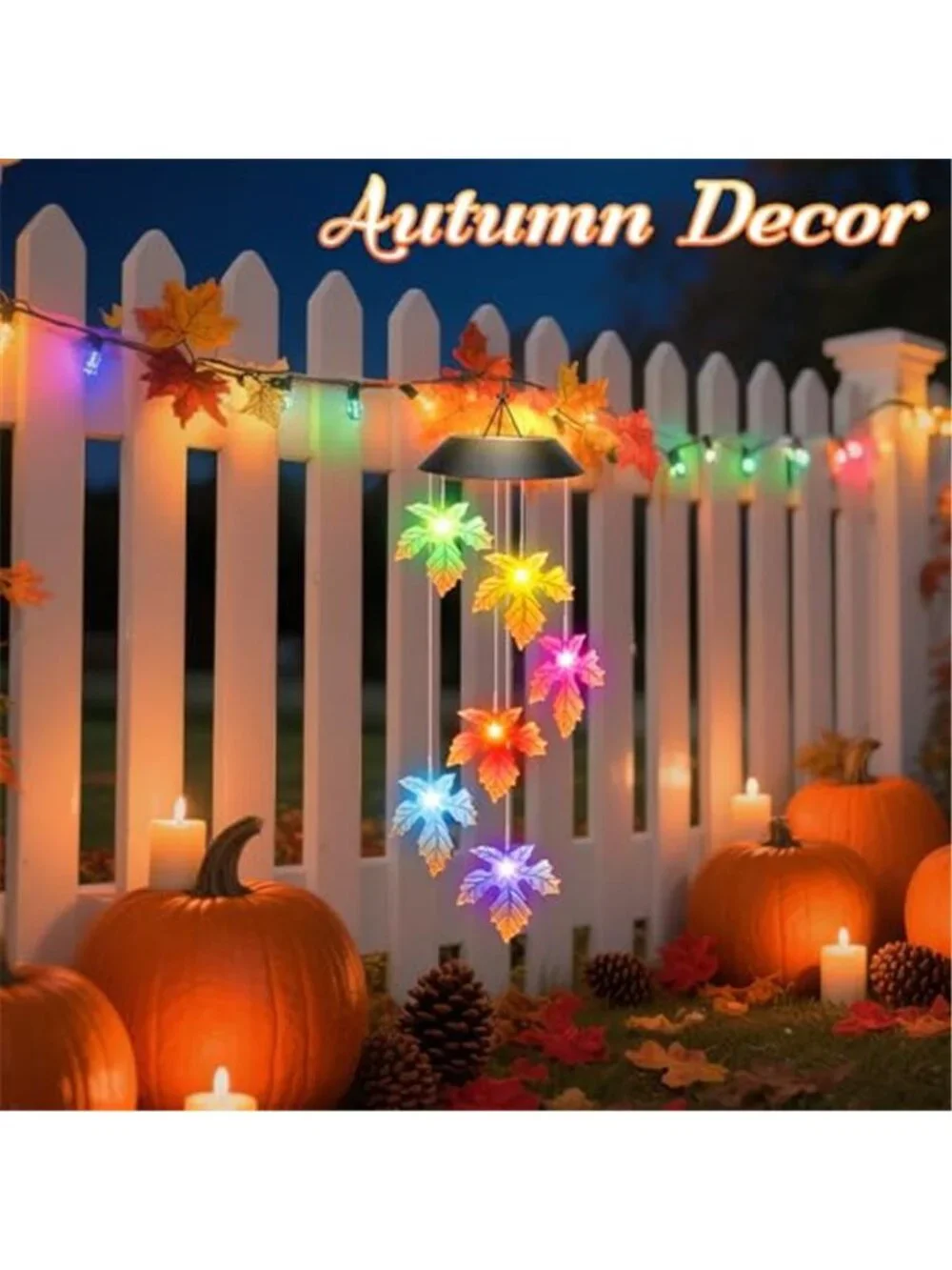 Fall Decor Thanksgiving Decorations Solar Lights Wind Chimes